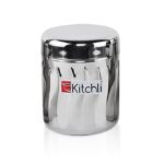 Kitchli Stainless Steel Capsule Swril Vertical Utility Canisters | Ubha Dabba | Storage Containers With Design Set