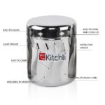 Kitchli Stainless Steel Capsule Swril Vertical Utility Canisters | Ubha Dabba | Storage Containers With Design Set - Image 3