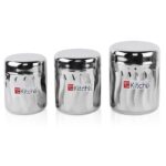 Kitchli Stainless Steel Capsule Swril Vertical Utility Canisters | Ubha Dabba | Storage Containers With Design Set - Image 2